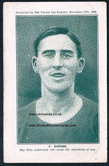 1921 Frank Barson Villa Man U Nelson Lee supplement gift card