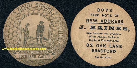 1921 golf card by J. Baines, Cochrane Castle course Charlie Hunter Johnstone Renfrewshire card