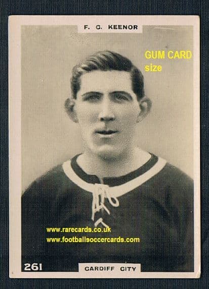 1921 Pinnace GUM CARD SIZE 261 Keenor Cardiff card  SOLD