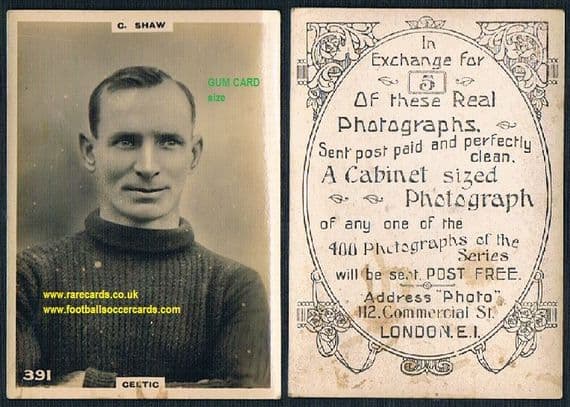 1921 Pinnace GUM CARD SIZE 391 Celtic Shaw card OVAL