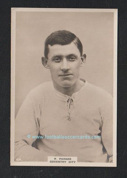 1921 Richard Parker centre-forward #154 Coventry City cabinet-size redemption card Phillips Pinnace