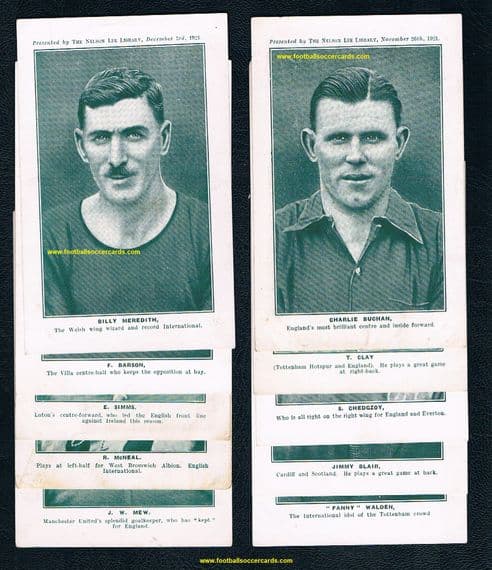 1921 SET Nelson Lee x10 with Billy Meredith Charles Buchan, Barson, Walden etc COMPLETE SET