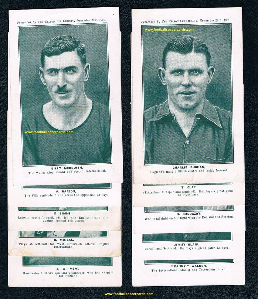 1921 SET Nelson Lee x10 with Billy Meredith Charles Buchan, Barson, Walden etc COMPLETE SET