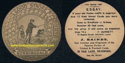1921 Sunningdale Slough Berkshire golf course golfing Baines card