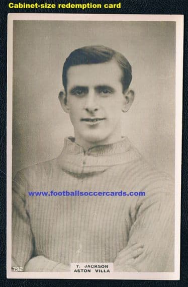 1921 Tommy Jackson 792 Aston Villa Pinnace Phillips cabinet redemption card