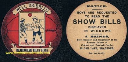 1921 Women's soccer Manningham Mills Girls original J. Baines semi-mythical ladies sport early