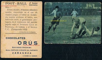 1922 1st card of SPORTING CP Lisboa v Sevila FC Armet Kinke ORUS Foot-ball Escenas Interesantes