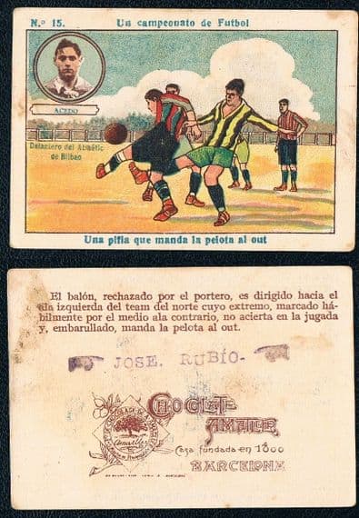 1922 -23 AMATLLER card of Domingo ACEDO Athletic Bilbao #15 VOTED 7th GREATEST SPANISH SOCCER STAR