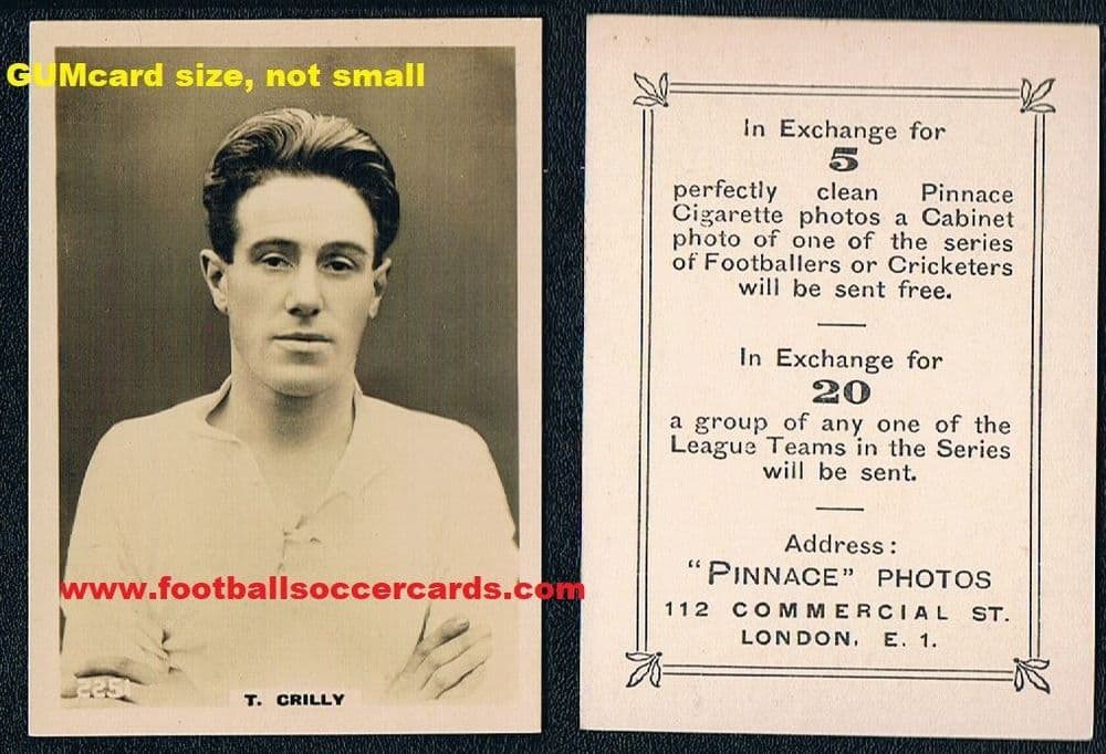 pinnace cigarette cards 1922 23 Crilly Derby County 2251 medium size Pinnace card