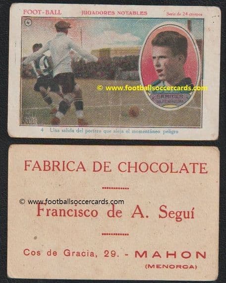 1922 -23 Josep Samitier card#4 Jugadores Notables by Segui Chocolates