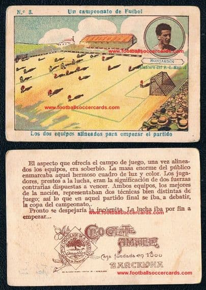 1922 -23 Juan Monjardín Real Madrid legend Amatller card, All-time Golden Boot Asturia Cup