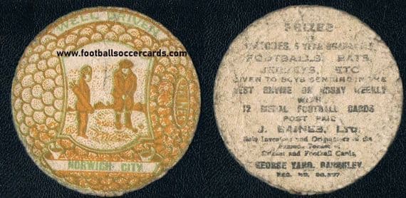1922-23 Norwich City FC, soccer club on a golf card! A mistake by Baines Ltd, very rare card