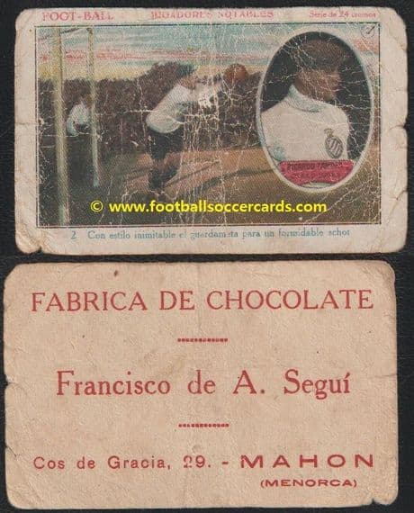 1922 -23 Ricardo Zamora card 2 from Notables Jugadores by Segui Chocolates