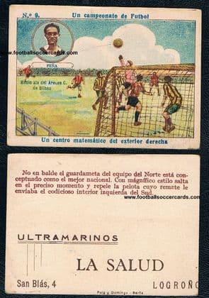 1922 -23 SALUD José María Peña VOTED 4th GREATEST SPAIN PLAYER Arenas Bilbao