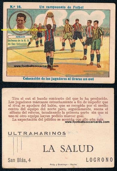 1922 -23 SALUD Mariano ARRATE card voted 3rd greatest player in Spain, Real Sociedad, OG 1920 Silver