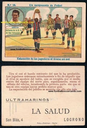 1922 -23 SALUD Mariano ARRATE card voted 3rd greatest player in Spain, Real Sociedad, OG 1920 Silver
