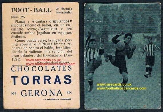 1922 Alcantara v Planas on a Torras choclates Spanish trade card