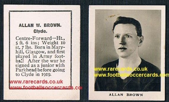 1922 Allan Brown Celtic Clyde Rover RP2 football trade card