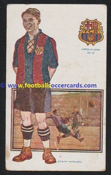 1922 Amatller Josep Samitier chocolates trade card styled as a postcard