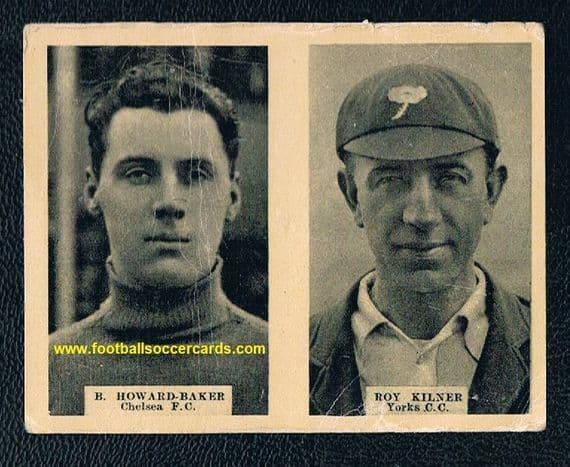 1922 B Howard Baker uncut double card F&SF Olympic athlete & goalie Corinthians Chelsea & Everton