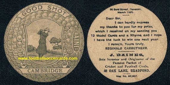 1922 Baines lady golfer women's sport card golfing Cambridge golf ball card