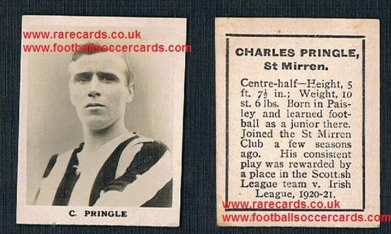 1922 Charles Pringle Man City Manchester Central Stockport Lincoln Rover RP2 football trade card
