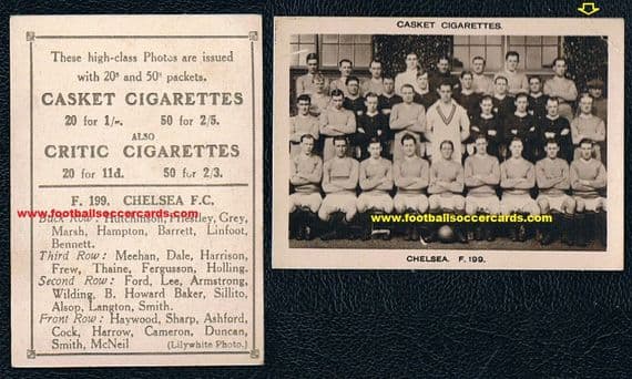1922 Chelsea F199 Casket Pattreiouex deluxe series team card a distinctly rare item - even with a CC