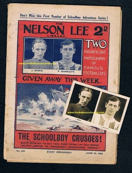 1922 COMIC & CARD combo, Nelson Lee Bowie Glasgow Rangers Marriott Notts Co