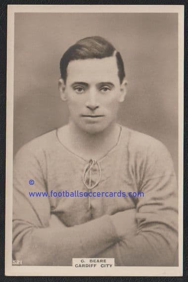 1922 George Beaer Cardiff City FC cabinet-size redemption card by Phillips Pinnace SOLD - DA CTF