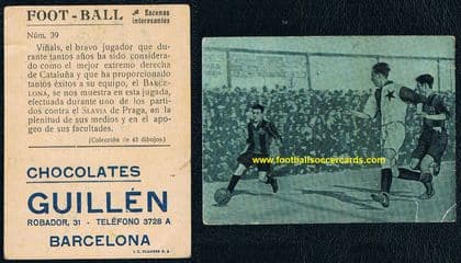 1922 Guillen Chox card of Slavia Praha - Prague v Barcelona very rare Spanish soccer card