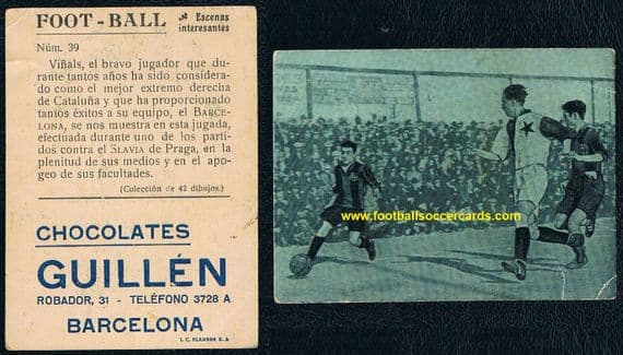 1922 Guillen Chox card of Slavia Praha - Prague v Barcelona very rare Spanish soccer card
