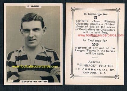 1922 McBain medium-size gum card-size Pinnace double frame lines 158 Manchester United ex Ayr  SOLD