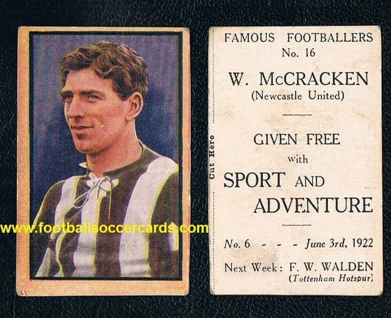 1922 McCracken Newcastle United Sport & Adventure card