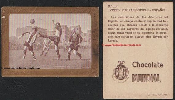 1922 Mundial Chox golden framed card VfR Mannheim v RDC Espanyol Loredo 19