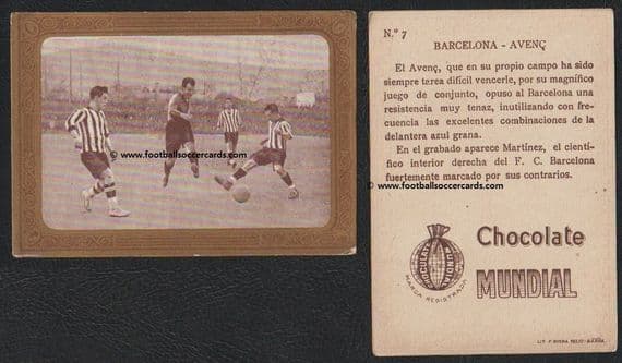1922 Mundial Chox LEGEND Martinez Duart for Barcelona 203 goals in 285 games, 5 Champs, 2 Cups
