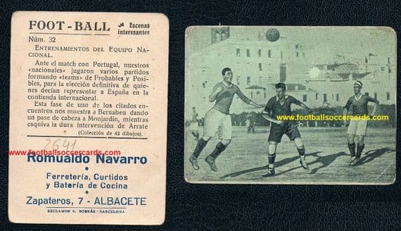 1922 Navarro card of BERNABEU, Captain ARRATE & MONJARDIN #32 Escenas Interesantes 3 GREATS on 1 !