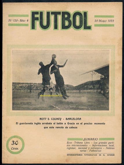 1922 Notts County v Barcelona Futbol mag#129 & Durham City & Saint Mirren 9 pix