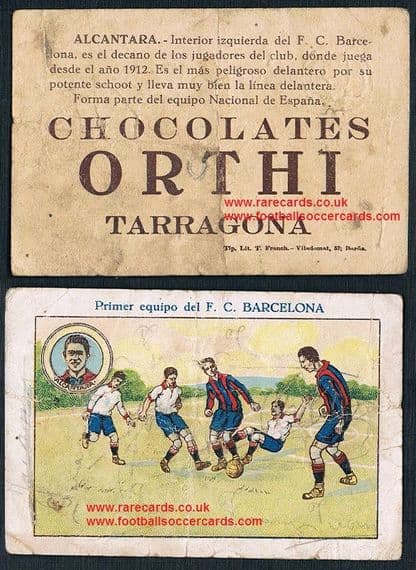 1922 Orthi Chocolates Alcantara Primer Equipo Barca trade card