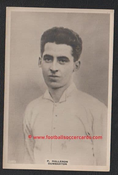 1922 Peter Halleron Dumbarton FC cabinet-size Pinnace redemption card 2383