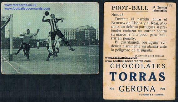 1922 Real Madrid v Benfica trade card by Choc Torras