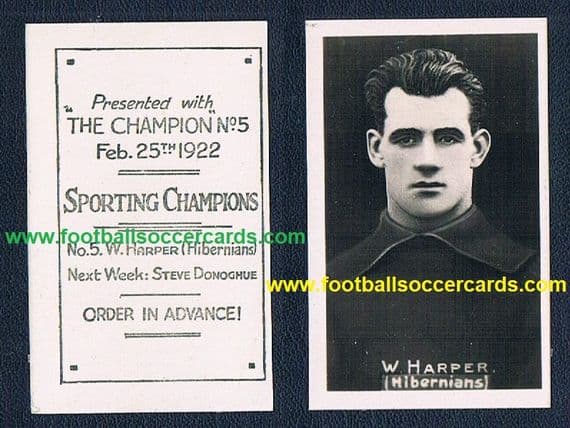 1922 SCOTTISH SPORTING CHAMPIONS 5 Harper Hibernian HIBS Arsenal FALL RIVER MA BOSTON rookie card