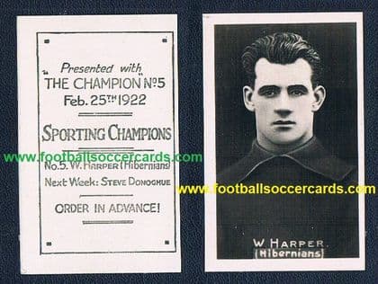 1922 SCOTTISH SPORTING CHAMPIONS 5 Harper Hibernian HIBS Arsenal FALL RIVER MA BOSTON rookie card