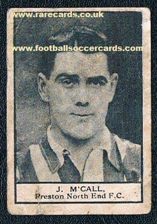 1923-24 Joe McCall a legend at Preston N.E. Crescent card of great rarity
