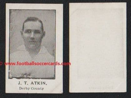 1923 Barratt & Co eraly card of J T Atkin of Derby County