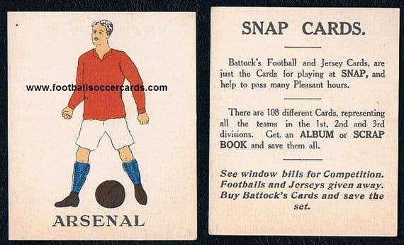 1923 Battock's Arsenal card 1923-4