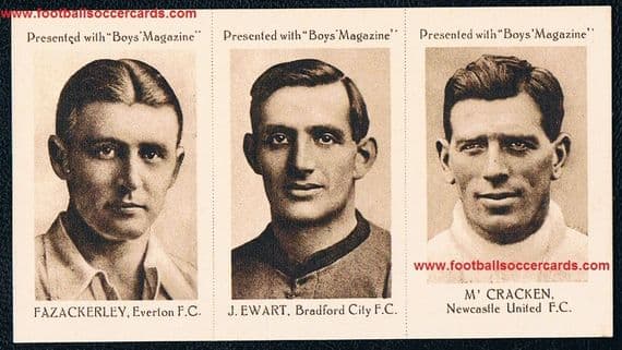 1923 Boys Mag INTACT UNCUT trio BOB McCRACKEN NUFC Fazakerley EVERTON Ewart Bradford City rarity