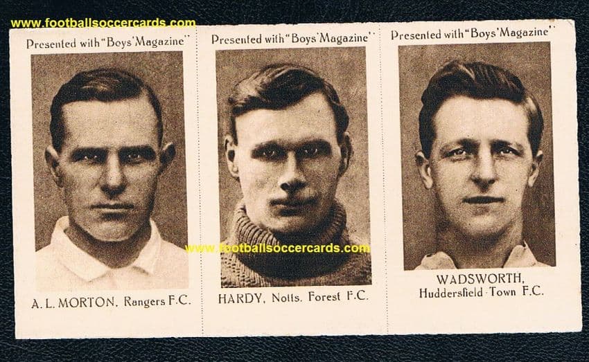 1923 Boys Mag UNCUT trio Sam Hardy Forest Morton Rangers Wadsworth Huddersfield