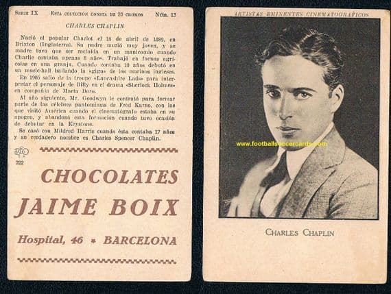 1923 Charlie Chaplin Jaime Boix 13 Spanish trade card