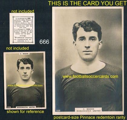 1923 Charlie Moore 666 Man Utd LARGEST SIZE Phillips redemption Pinnace cabinet size card