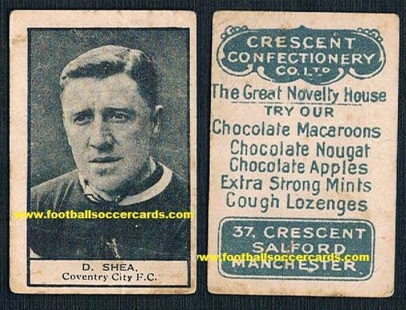 1923 Danny Shea West Ham Clapton Orient Coventry City Fulham Crescent card